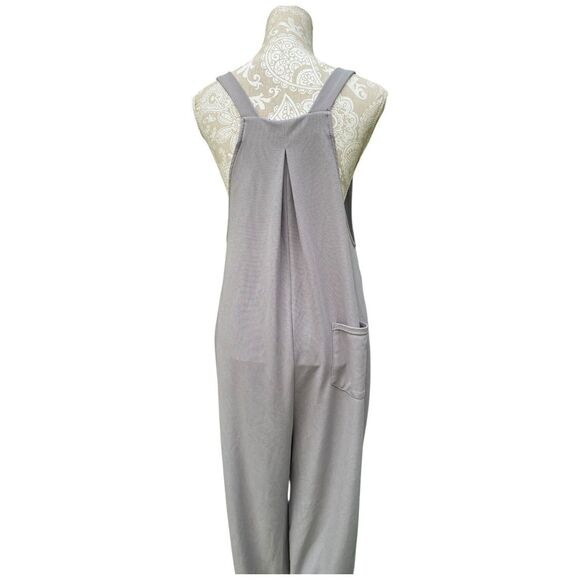 Halara Waffle Knit Pleated Overalls Jumpsuit Mink Brown Adjustable Size L - Picture 6 of 16